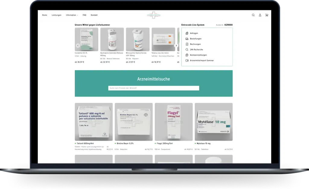 B2B-Shop für Apotheken mit SAP-Integration – Hauptbild