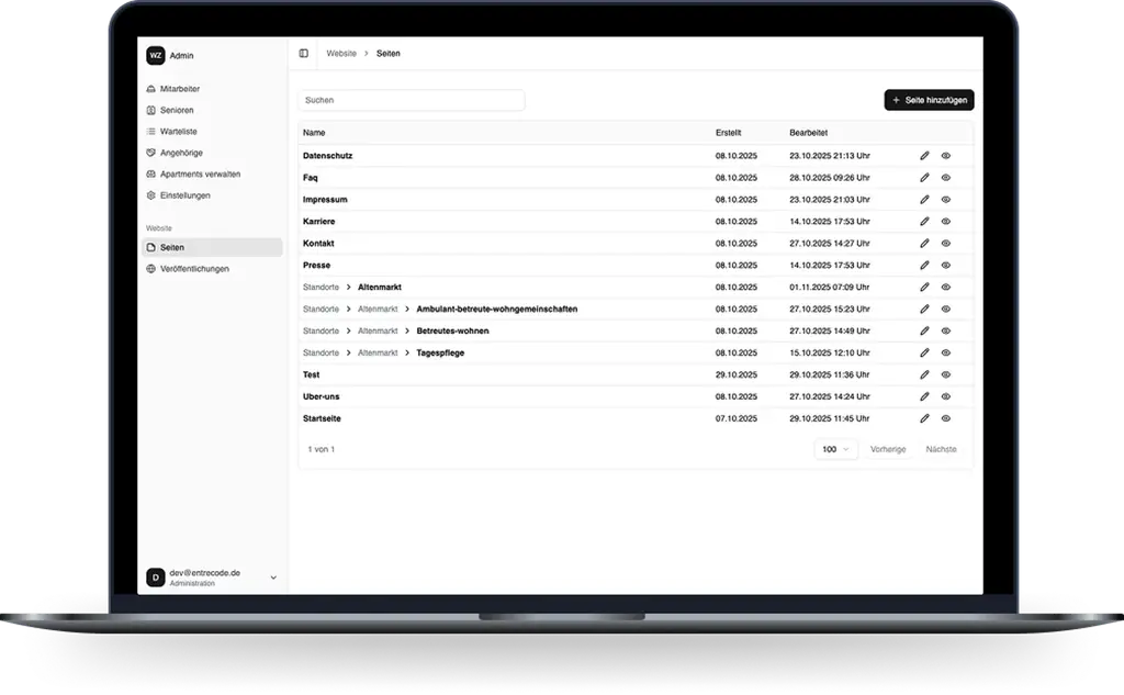 CRM und App für betreutes Wohnen und Senioren-WGs – Detail