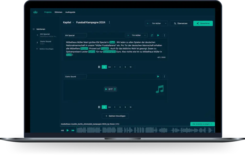Text-to-Speech SaaS-Plattform – Hauptbild